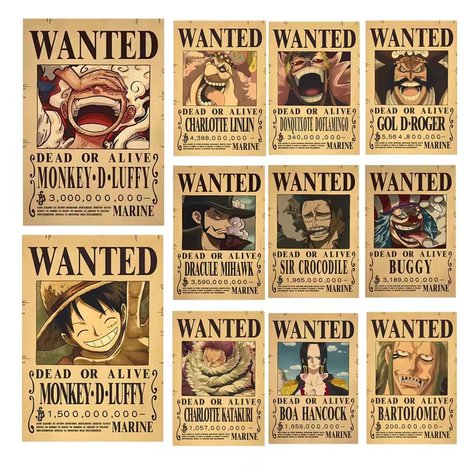 Vintage Toys Collection - Anime One Piece Wanted-Plakate Luffy Gear