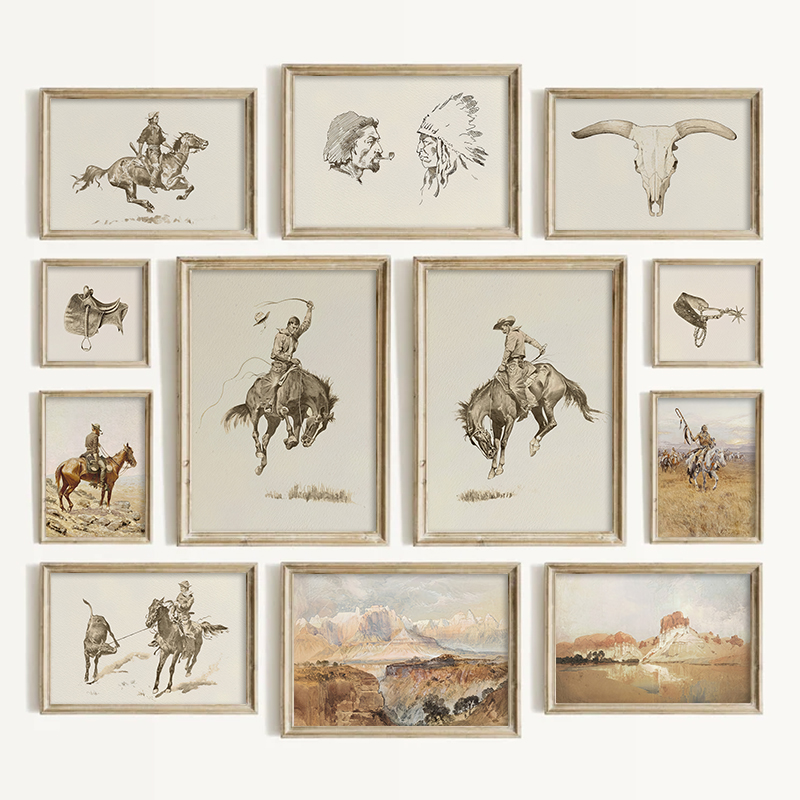 Vintage Toys Collection - Südwestlicher Cowboy-Wandkunst-Stil Vintage Western-Drucke Wohnzimmer-Dekoration Amerikanisches