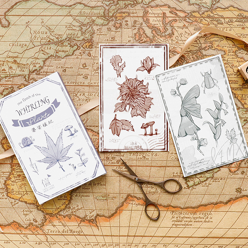 Collectible Vintage Greeting Cards - 30-teiliges Set Wirbelnde Pflanzen Postkarten -